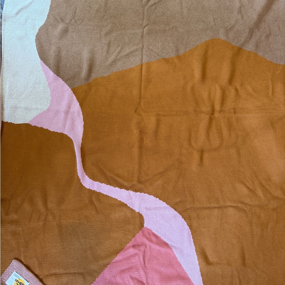 All Roads Abstract Colorblock Throw Blanket in Brown, Pink, Cream